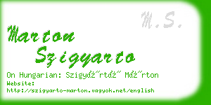 marton szigyarto business card